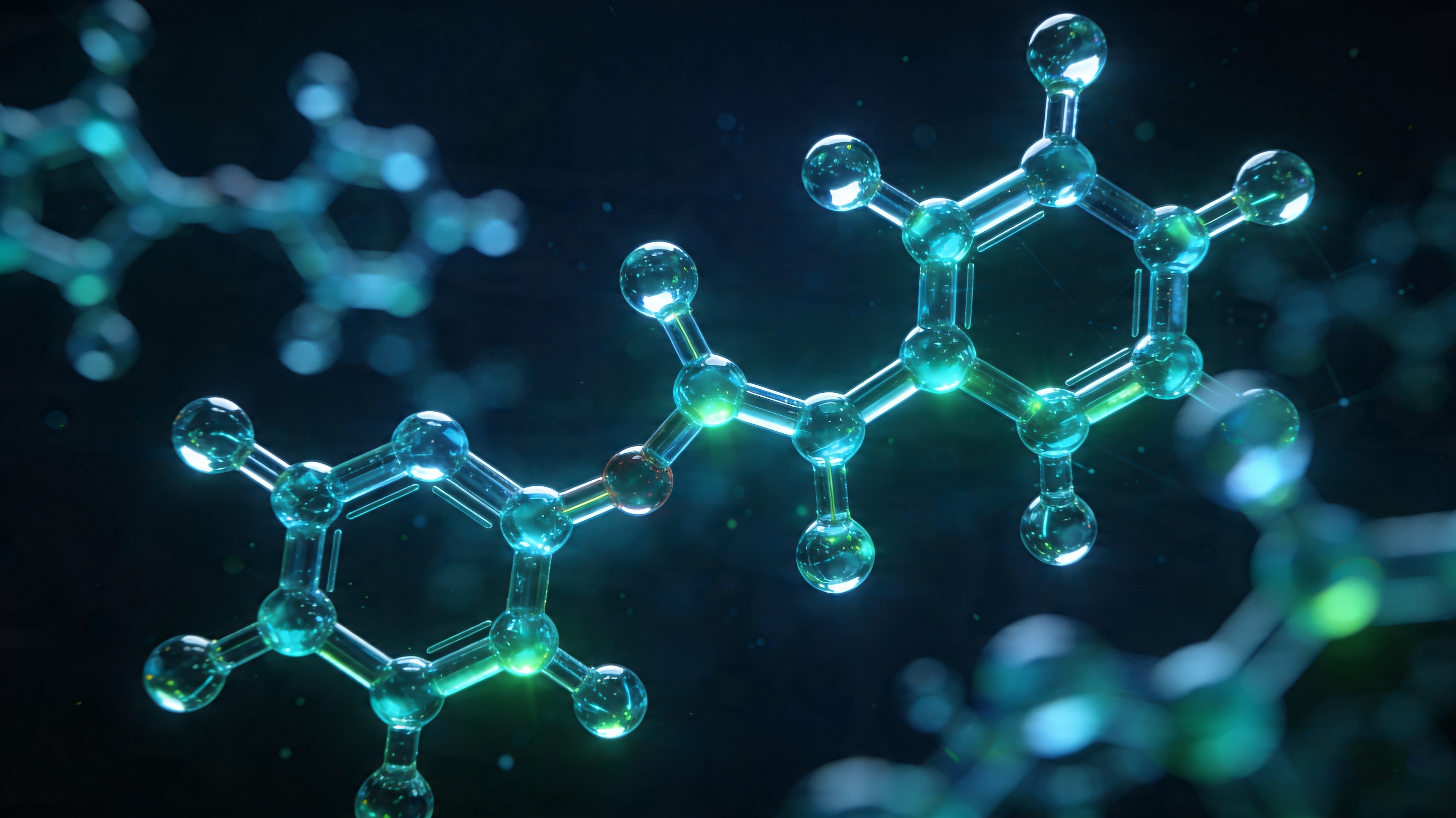 3D render van een peptide molecuulstructuur